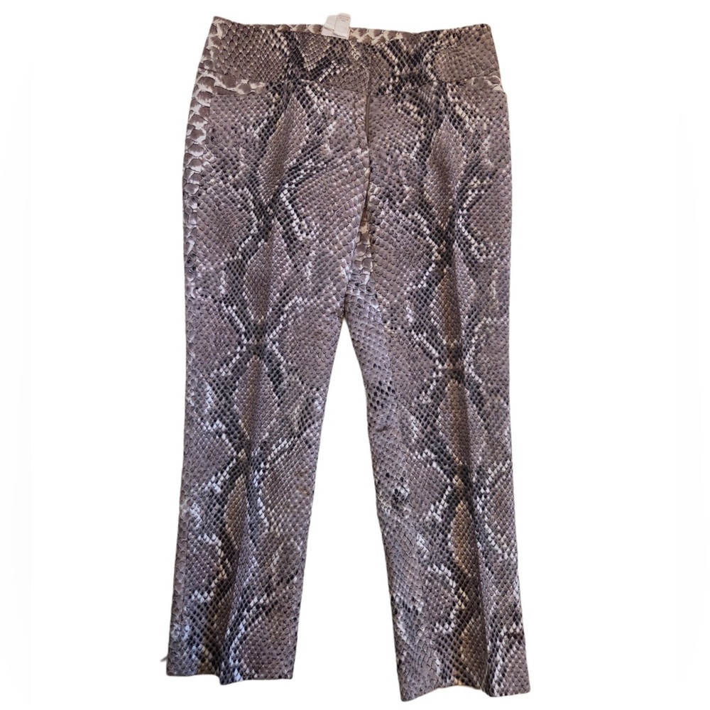 Tracy Reese Beige and Brown Python Snake Print Silk-Linen Blend